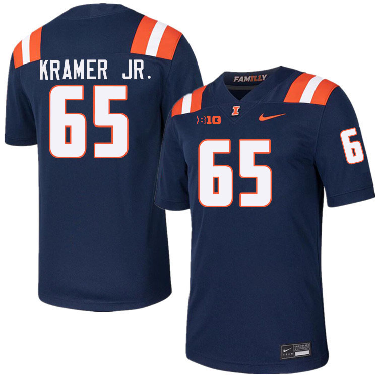 #65 Doug Kramer Jr. Illinois Fighting Illini Football Jersey,Uniforms-Navy